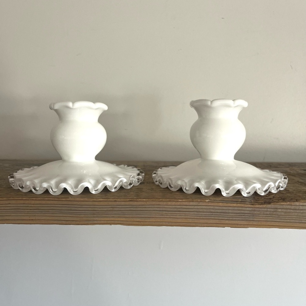 Vintage Fenton milk Glass Candle Holders